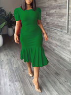 Ondine Ruffle-Hem Bodycon Midi — Stretch Elegance With a Finishing Flourish