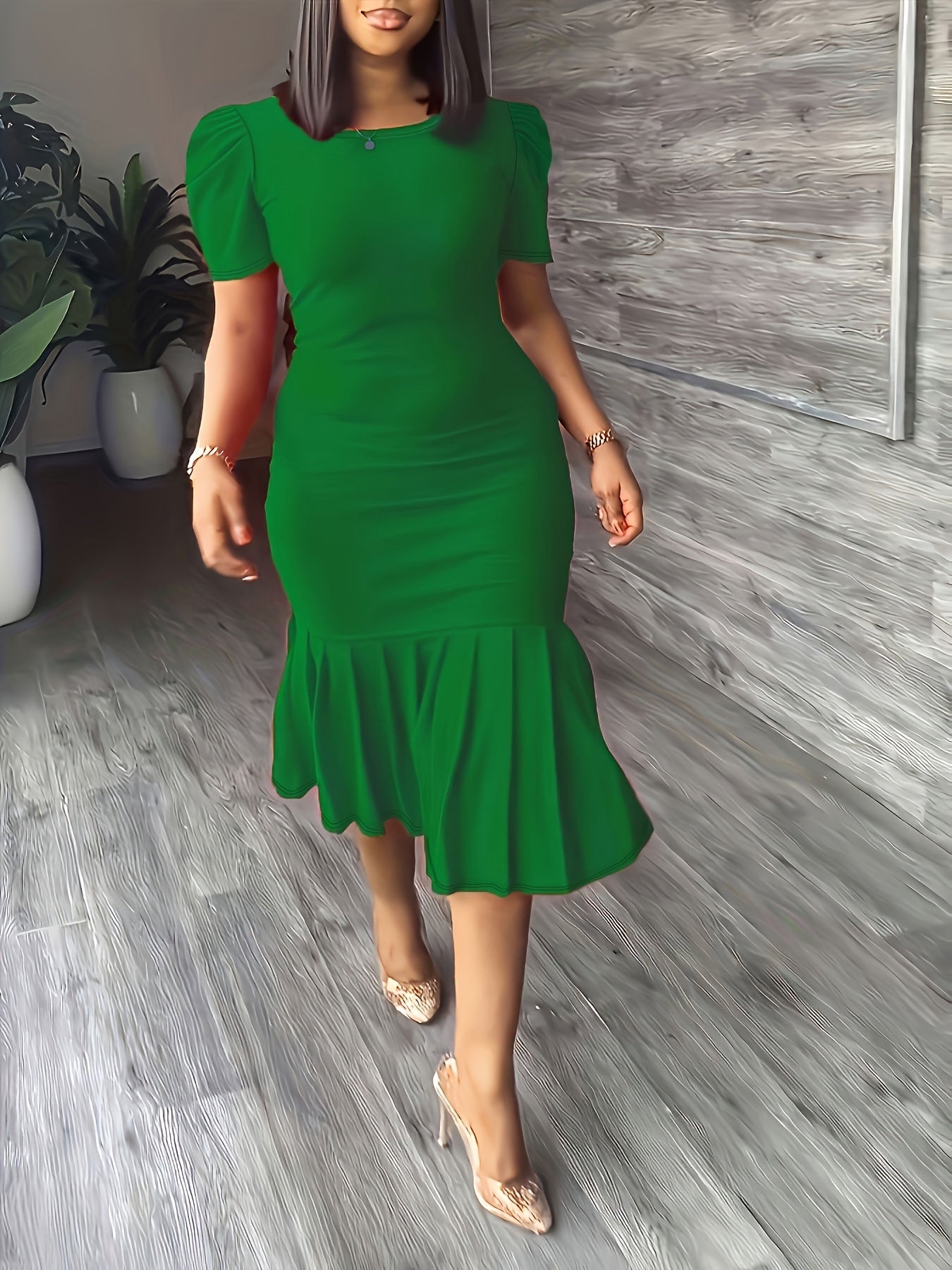 Ondine Ruffle-Hem Bodycon Midi — Stretch Elegance With a Finishing Flourish