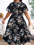 Blue Floral Waist-Tie Maxi Dress — Garden-Fresh Print, Gracefully Cinched
