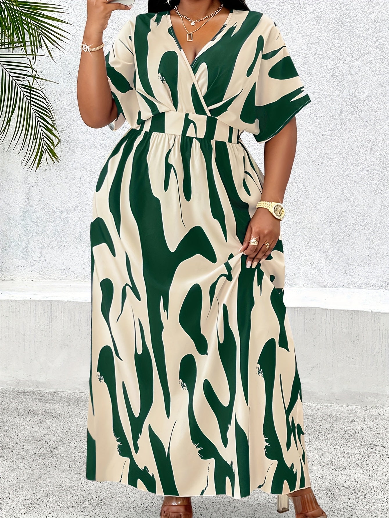 Empreinte V-Neck Printed Maxi Dress — Curated Pattern, Confident Silhouette, Effortless Presence