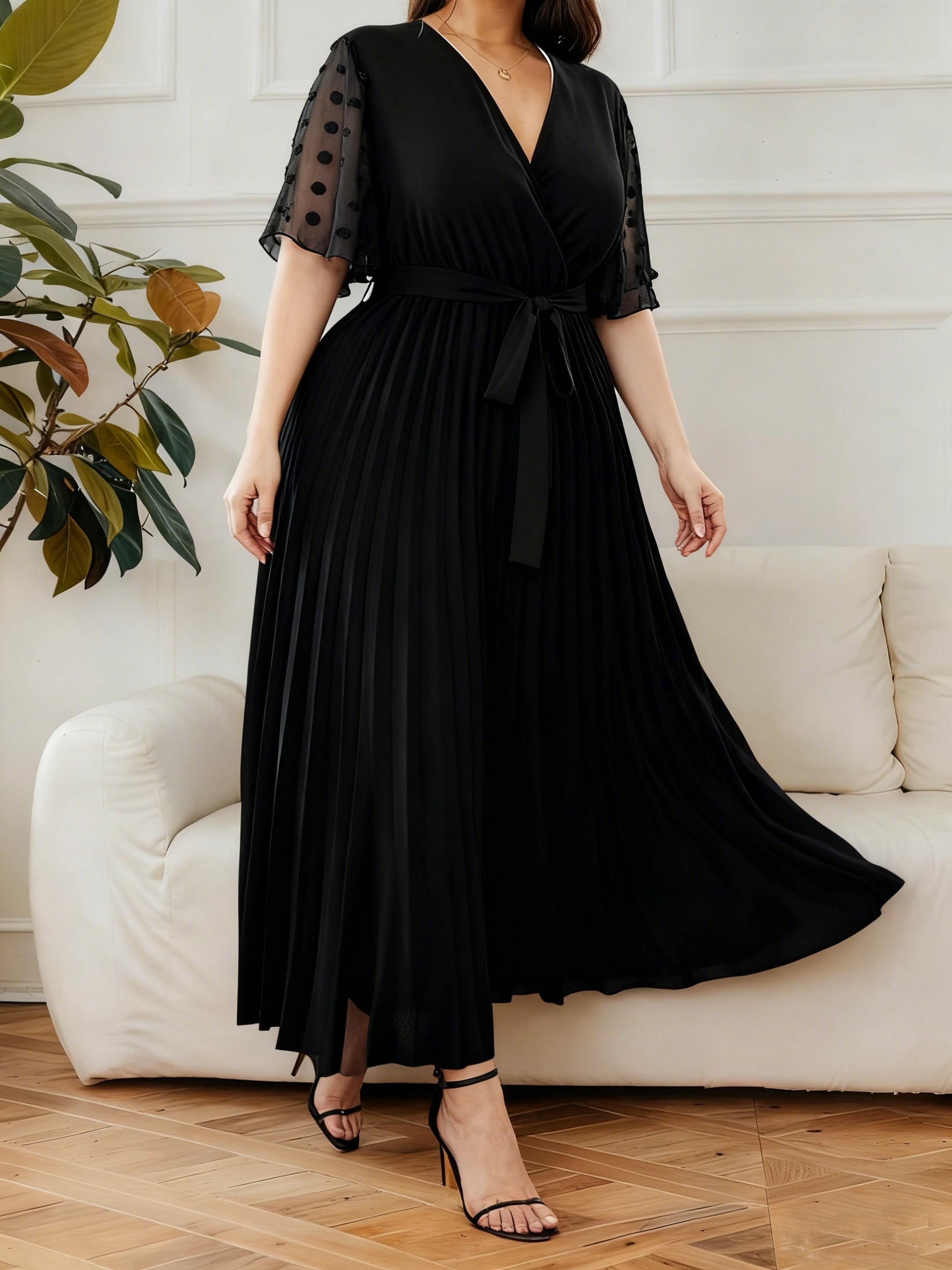 Élancée V-Neck Dress — Structured Elegance for Every Curve