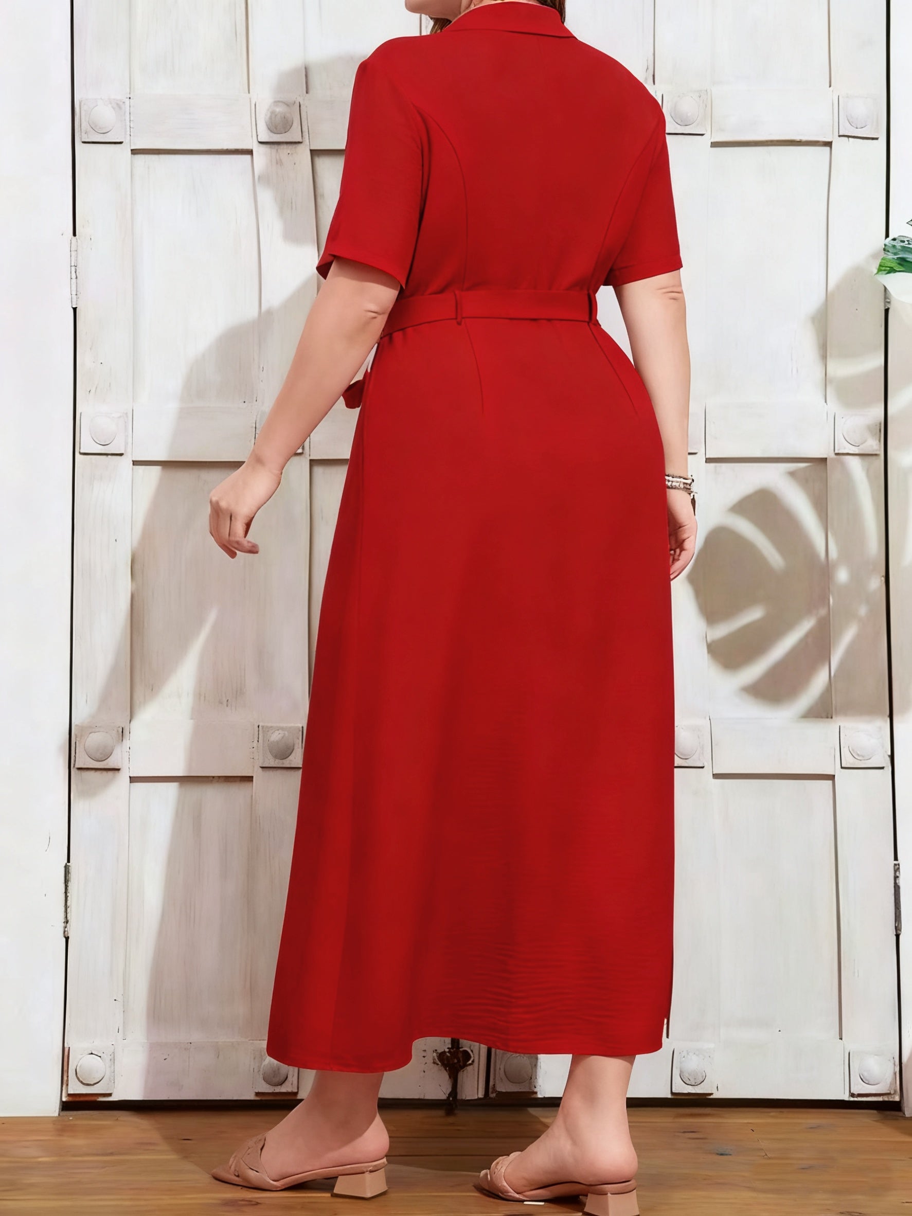 Lumière Belted Maxi Dress — Adjustable Elegance in Breathable Beige