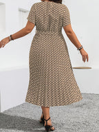 Printed Pencil-Skirt Midi Dress — Round Neck Refinement, Office-Ready Chic
