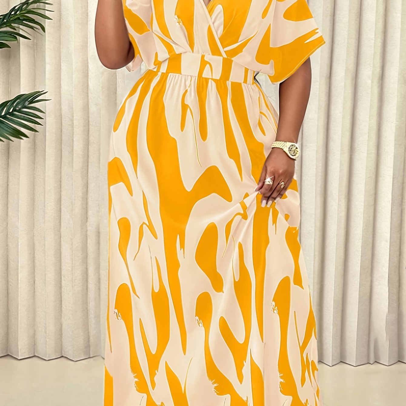 Elegant Blue A-Line Printed Maxi Dress — Loose Ease, Effortless Everyday Grace