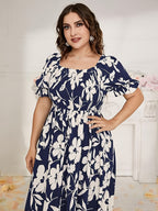 Maroon & White Floral A-Line Floor-Length Gown — Formal Grandeur, Quietly Worn