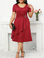 Oblique High-Waist Asymmetrical Dress — Sculptural Edge for Everyday Elegance