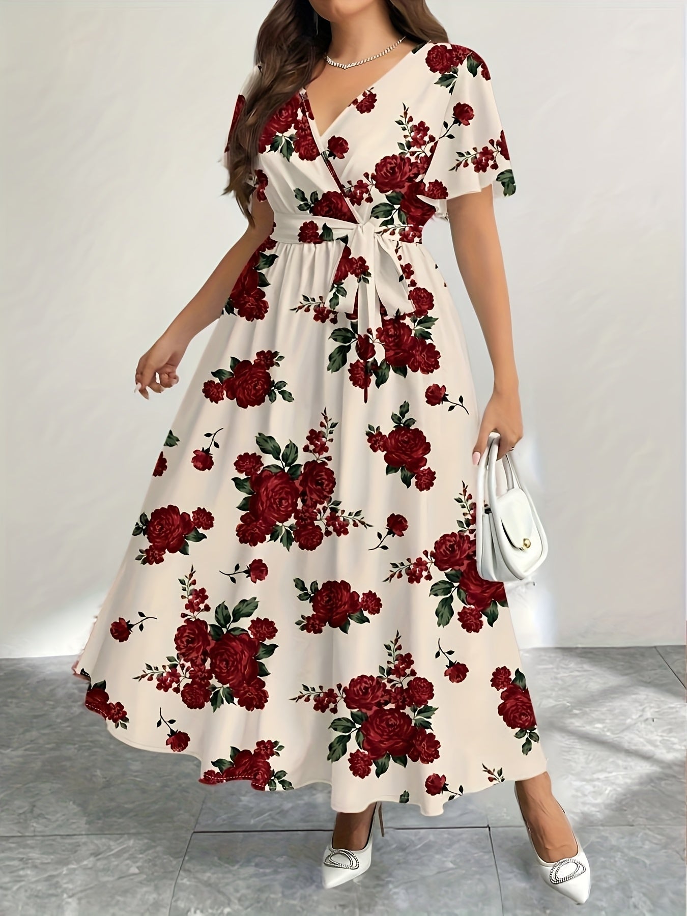 Botanical Maxi V-Neck Floral Dress — Effortless Silhouette, Endless Ease