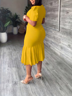 Ondine Ruffle-Hem Bodycon Midi — Stretch Elegance With a Finishing Flourish