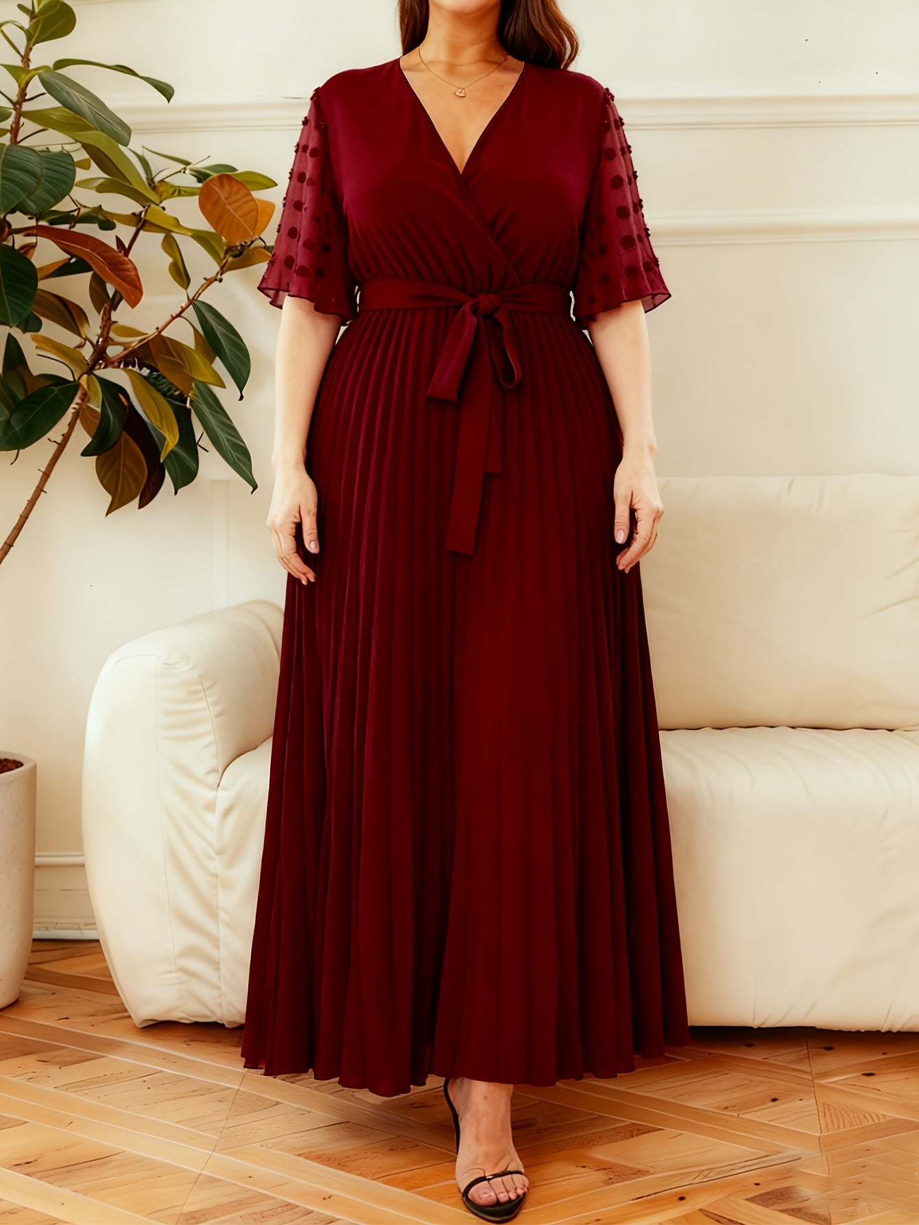 Élancée V-Neck Dress — Structured Elegance for Every Curve