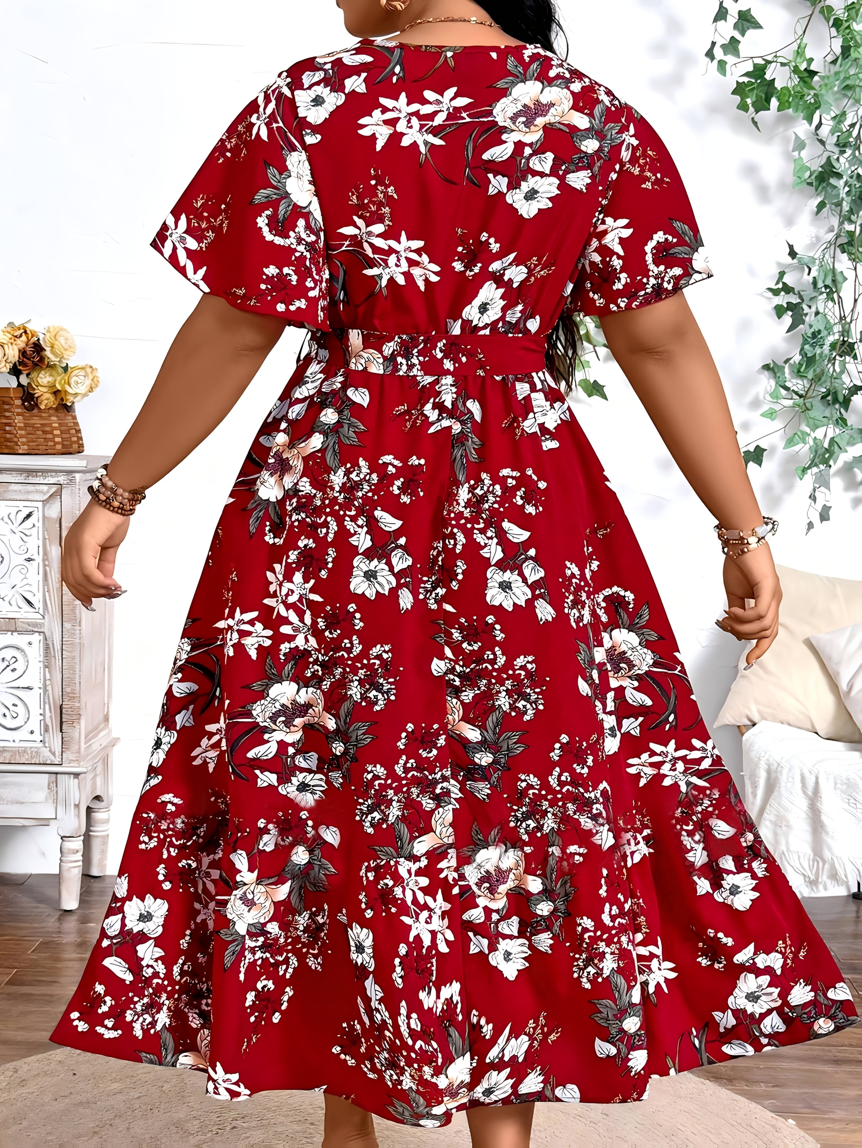 Blue Floral Waist-Tie Maxi Dress — Garden-Fresh Print, Gracefully Cinched