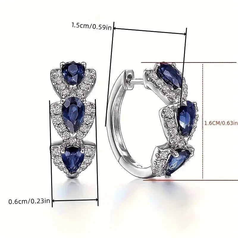Royal Sapphire Coat of Arms Earrings | White Gold