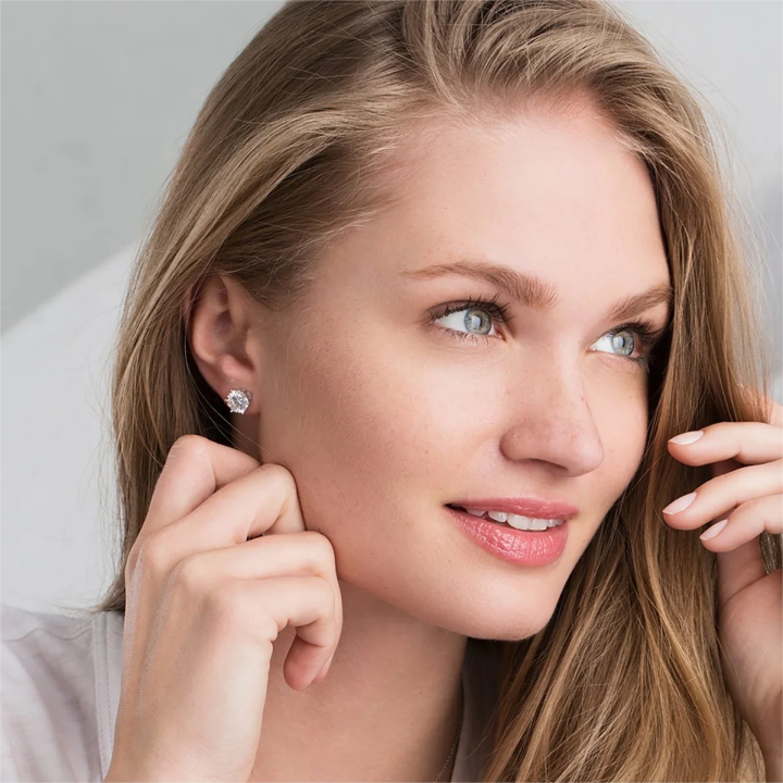 Moissanite Screw Clasp Earrings | White Gold